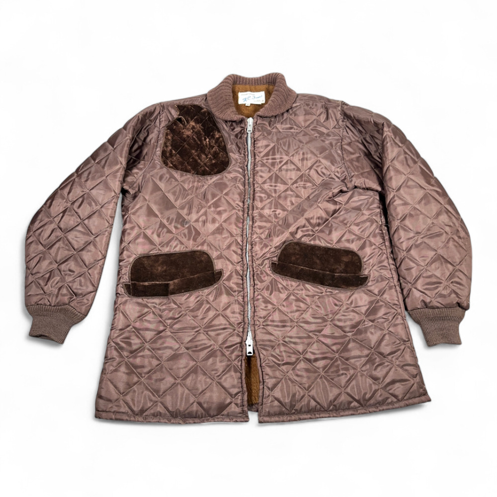 Vintage HC Jones Hunting Coat Adult EXTRA LARGE Brown Quilted Jacket Talon 60s